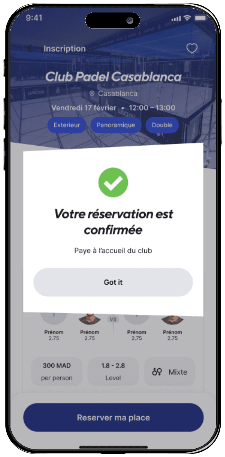 Booking confirmed on Andaplay